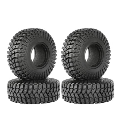 RC Car Tires,WONFAST 4PCS 1.55 inch Mud Wheel Tyre Terrain Crawler Rubber Tires Foam Insert for 1:10 RC Crawler Car for Axial 90069 TF2 D90 CC01 LC70 Tamiya MST JIMNY UTB18(90MM-A) - color: 90mm-a