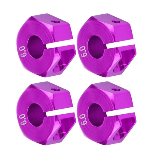 4 Pcs Universal Wheel Hex Hub Adapters,12mm Wheel Hex Mount with Pins and Screws,Wheel Hex Drive Adapters Hub RC Model Vehicle Accessory for RC Spare Part RC Car Upgrade Parts (6.0MM Purple) - size: 6.0MM purple