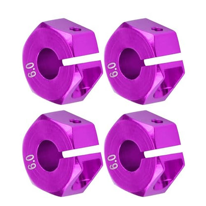 4 Pcs Universal Wheel Hex Hub Adapters,12mm Wheel Hex Mount with Pins and Screws,Wheel Hex Drive Adapters Hub RC Model Vehicle Accessory for RC Spare Part RC Car Upgrade Parts (6.0MM Purple) - size: 6.0MM purple