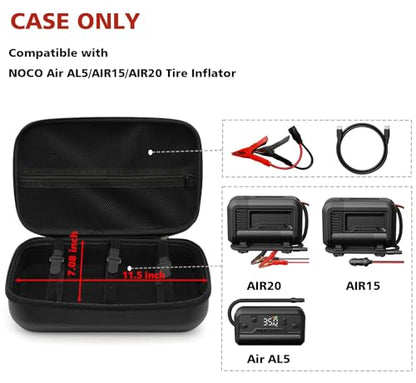 Storage Case Compatible with NOCO AIR10/AIR15/AIR20 Tire Inflator, Portable Air Compressor Pump Bag with Zipper Mesh Pocket and Adjustable Strap(CASE ONLY)