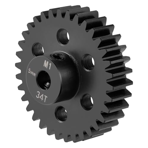Steel M1 Pinion Gear 34T 5mm Shaft Motor Gears for 1/8 1/10 RC Brush | Brushless Motor Electric Car/Truck Part - size: 34T