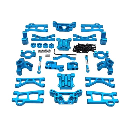 RC Steering Knuckle for UD GR M16 1/16 Metal for Swing Arms Steering Cup C for Seat Suspension Bracket Gearbox Cover Rod Set RC Car for Buggy Parts Replacement(Blue) - color: Blue