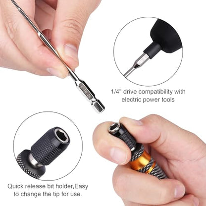 HobbyPark RC Car Screws Kit 530pcs & Tools Screw Driver Set 1/4 inch Hex Handle 1.27/1.5/2.0/2.5mm Hex Nut Driver 7mm Phillips Bit
