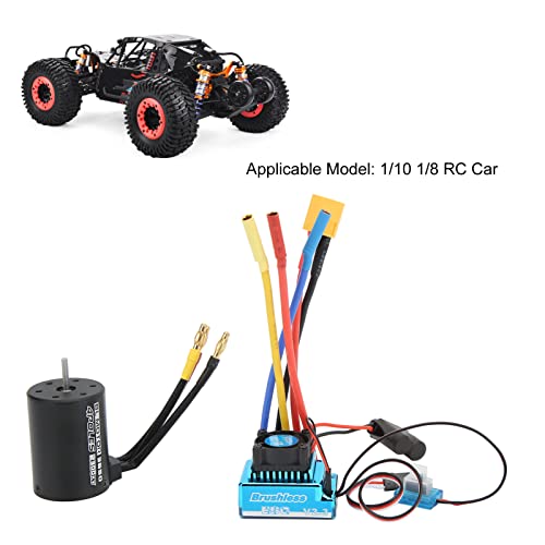 Brushless ESC Combo, High Speed 2300KV 120A Motor Controller for 1/10 1/8 Scale RC Cars Off-Road Racing Crawling