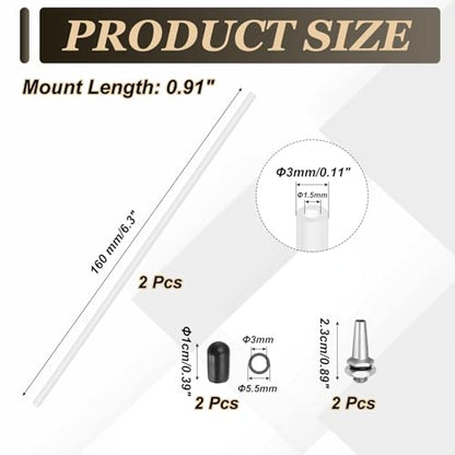 uxcell 160mm Plastic Protection Antenna Tube, RC Antenna Tube with Mount and Cap for RC Car Boat Drone Receiver(Silver, White, 2 Pcs) - color: Silver Tone White, size: 160mm