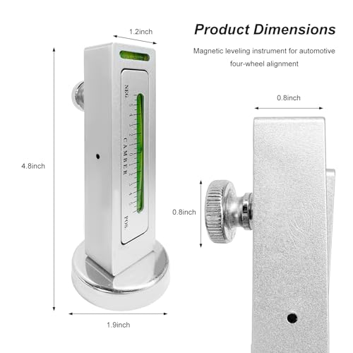 Camber Alignment Tool, Adjustable Magnetic Caster Pillar Gauge Professional Tire Repair Tool, High Precision Camber Strut Wheel Alignment Instrument for Car Truck RV (Silver) - color: Silver