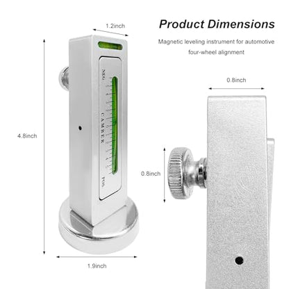 Camber Alignment Tool, Adjustable Magnetic Caster Pillar Gauge Professional Tire Repair Tool, High Precision Camber Strut Wheel Alignment Instrument for Car Truck RV (Silver) - color: Silver