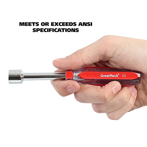 Great Neck ND72 7-Pc SAE Nut Driver Set, Nut Drivers for Automotive, Mechanical, and DIY Projects, Chrome Vanadium Steel, Acetate Color-Coded Handles, Rust-Resistant, ANSI Rated Tools - size: SAE