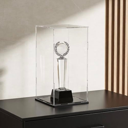 Acrylic Display Case for Red Wine Bottle and Dolls, Versatile Clear Acrylic Display Box with Black Base for Showcase and Displaying, 7x7x16-inch - size: 7"L x 7"W x 16"H