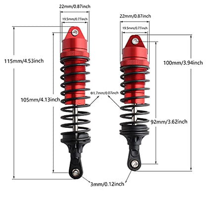 5862 Front & Rear Aluminum Alloy Shock Absorber for 1/10 Slash 4x4 Hoss Rustler Stampede Bandit VXL Nitro Shock Parts Replace of 3760 3762 SLA014 (4-Pack) (Red) - color: Red