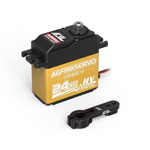 AGFRC 24KG 0.19s Programmable 1/10 Servo (B53DHS) | HV, Titanium Gears, 2BB, AL+Plastic Case, with 25T Metal Horn, for 1/10 RC Cars, Crawlers, Planes, Boats