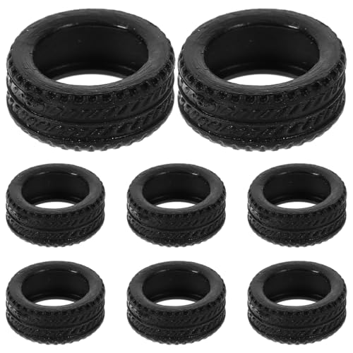 8pcs 1:64 Scale Rc Car Rubber Tire, Replacement Tires for Miniature Cars, Easy to Install, Black, 0.43 * 0.43 * 0.19inch, for DIY Model Car Accessories