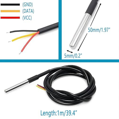 DS18B20 Temperature Sensor Module Kit with High-Accuracy Waterproof for Arduino Raspberry Pi DIY and Other Experiments