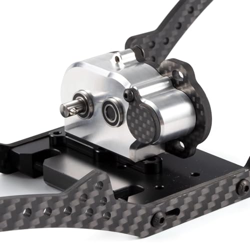 NOD Transmission Tiny LCG Gearbox,LCG Transmission,Machined Ultralight LCG Transmission Tiny Gearbox with Slidable Shim for Straight Axle Axial AR44 AR45 Enduro Vanquish F9 F10 (Silver) - color: Silver