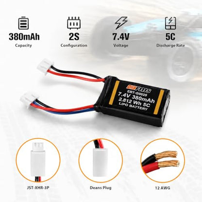 FMS Car Accessory Lipo Battery 2S 7.4V 380mAh Without PCM for 1/24,1/12, 1/18,FCX24M, FCX24 FCX18 etc - color: C1389-380mAh