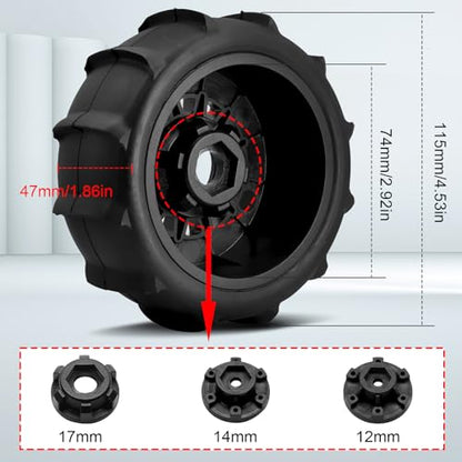 Pre-Glued Sand & Snow Paddle Wheel Tires for Slash Senton 1/10 RC Truck | 12mm/14mm/17mm Hex, Fits 1/10 RC Truck, for Arrma Sentons Slash Tires Axial Redcat Rc4wd