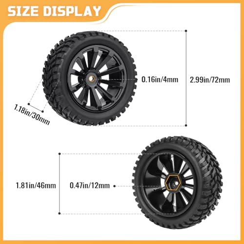 1/10 RC Touring Wheels and Tires 12mm Hex for Traxxas 4Tec 2.0 Tamiya TT02 1/14 Wltoys 144001 1/16 Traxxas Slash 1/18 Latrax Teton Redcat HPI HSP Brushless 2S 3S RC On-Road Tyres, Non-Glued