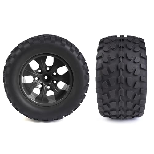 Hosim 70 * 125 mm RC Tires, All Terrain Soft Tire Mounted on 12mm Hex Wheels (Set of 4) for 1/10 RC Cars (Black Wheel hub) - color: Black