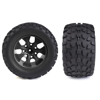 Hosim 70 * 125 mm RC Tires, All Terrain Soft Tire Mounted on 12mm Hex Wheels (Set of 4) for 1/10 RC Cars (Black Wheel hub) - color: Black