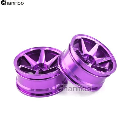 1/10 RC On Road Wheels Rims 12mm Hex Alloy Aluminum Drift Hubs For 1:10 Scale Rally Racing Car Tires Tamiya TT01 TT02 XV01 TA06 A959 PTG2 HPI KYOSHO HSP PTG2 Touring Street Tyres 4PCS (Purple) - color: Purple