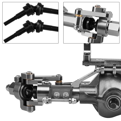 Front Rear Complete Axle Set with 3.0 Version Axle Shaft for Axial SCX10 RC4WD D90 1/10 RC Crawler Upgrade Parts (Gray) - color: Gray