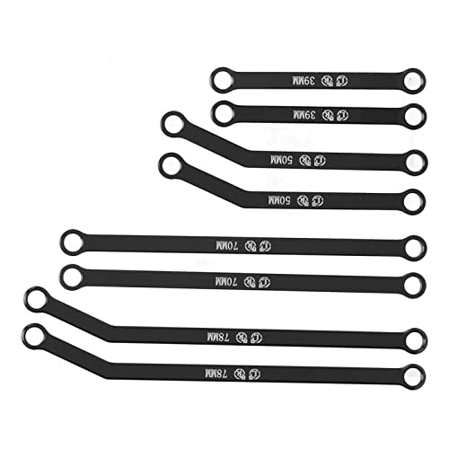 High Clearance RC Front Links Set for AXIAL SCX24 1/24 RC Crawler Car Aluminium Alloy RC Steering Linkage Rod Set (Black) - color: Black