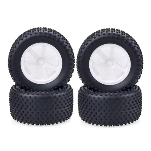 Parts For HSP 1/10 4PCS For Desert Truck 110MM Rubber Sponge Tires Tyre Rim Wheels 12mm Hub Hex RC Car Off Road(White) - color: White