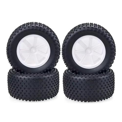 Parts For HSP 1/10 4PCS For Desert Truck 110MM Rubber Sponge Tires Tyre Rim Wheels 12mm Hub Hex RC Car Off Road(White) - color: White