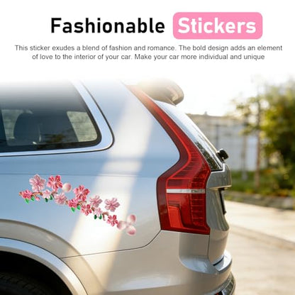 16 PCS 3D Stereo Cherry Blossom Car Stickers, Flower Design DIY Car Body Bumper Decoration, Personalized Scratch Cover Waterproof Decals, Universal for Cars SUVs Trucks (Pink) - size: 16 PCS