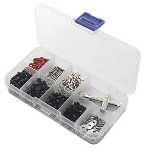 Vgoohobby Special Repair Tools Kit Screws Box Set M3 Flat Washer Body Clips Pins Compatible with Traxxas HSP HPI Redcat Axial 1/8 1/10 RC Car Truck (240/lot)