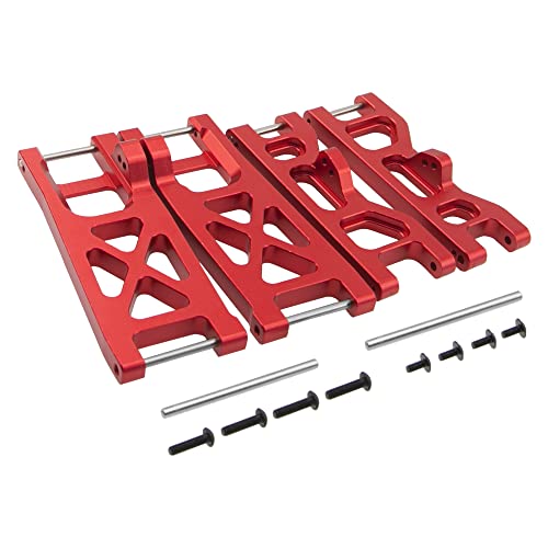 ShareGoo Aluminum Alloy Front & Rear Lower Suspension A-Arms Set Upgrades Part Compatible with Horizon ECX 1/10 2WD Ruckus Axe Brutus Circuit AMP MT/DB Crush RC Car Buggy Tuck (Red) - color: Red