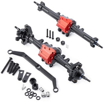 MORLORDY RC Complete Axles Set - Standard Extended Front Rear Axles Set with Steering/Steering Knuckles/Axles Gear and Cover/CVD Shaft for 1/18 TRX4M RC Car,Standard - color: Standard Axles Set