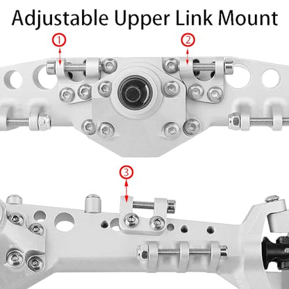 Full CNC Machined F9 Offset Portal Front Rear Axle with Adjustable Link Mount for 1/10 RC Crawler Capra Gmade R1 Rock Buggy LCG Cheater Rigs 1.9 UTB Shafty (Silver) - color: Silver