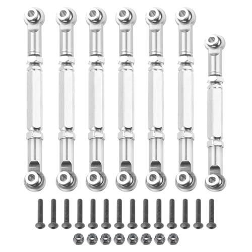 MECCANIXITY Adjustable Turnbuckles Camber Link Linkages Aluminum Alloy RC Car Steering Pull Rod Servo Linkages Tie Rod for 2WD 1/10 RC Car Crawler（Silver） - color: Silver