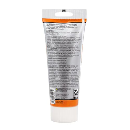 Gorilla Max Strength Construction Adhesive, Clear, 7 oz Tube, 1-Pack | Waterproof Gap-Filling Formula, Bonds Wood, Metal, Tile, Stone, Glass, Mirror, Indoor & Outdoor Use, Paintable & Sandable - size: 7oz, style: 1 Pack