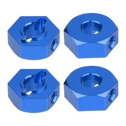Hobbypark 12mm Wheel Hex Hubs 5mm Axle Hole Drive Adapter & M4 Lock Nuts for 1/12 1/10 RC Car Truck Buggy On Road RC Touring Racing Compatible with Traxxas Tamiya Redcat Axial Upgrades Parts (Blue) - color: Blue
