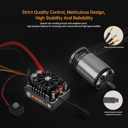 XC E3665 & E10 Sensored Brushless Motor and ESC Combo for RC Car,2-3S Lipo,IP67 Water Proof,Applicable to: 1/10 Short Course,Trucks,Monster (3300KV+E10 XT60) - size: 3300KV+E10 XT60