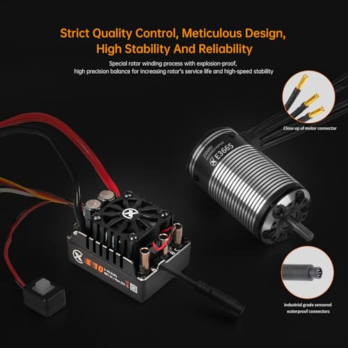 XC E3665 & E10 Sensored Brushless Motor and ESC Combo for RC Car,2-3S Lipo,IP67 Water Proof,Applicable to: 1/10 Short Course,Trucks,Monster - size: 3300KV+E10 No Connector