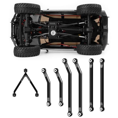 RCHUBAM 7Pcs RC Chassis Links High Clearance Aluminum Links Set Compatible with Axial SCX24 1/24 GX 470 RC Crawler Upgrade Accessory (Black) | Aluminum Chassis Link Kit, RC Crawler Upgrade Parts,2 Color-Black/Red - style: Black