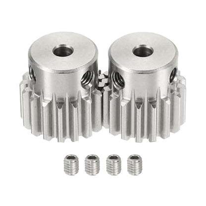 uxcell 2Pcs 1 Mod 17T Spur Gear 4mm Bore, 304 Stainless Steel Pinion Gear, 20°Pressure Angle, for Spur Rack and RC Model Car or Motor DIY(15mm) - size: 1 Mod 17T, 4mm x 15mm
