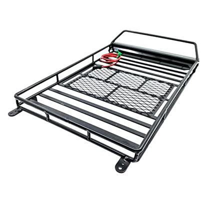 VICASKY Car Roof Luggage Carrier Rack with Light Bar for Crawler Black Cargo Bracket for Rc Vehicles Supports Multiple Accessories Easy to Install