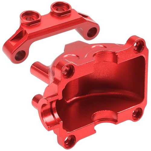ShareGoo Metal Differential Gearbox Cover Diff Housing Case & Upper Arm Compatible with Tamiya TT02 TT-02D TT-02B TT-02FT 1/10 RC Car (Red) - color: Red