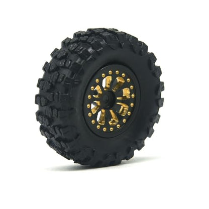 Brass 0.7" Wheel and Brass/Offset and 0.7‘’ Wheel Tire with Foam for SCX30 Cars Upgrade Parts 4pcs/Set (Wheel and Tire Set) - color: Wheel and Tire Set