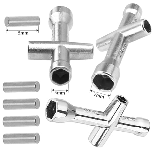 4Pack Vgoohobby SCX24 7mm Wheel Hex Hub Extension Hex Drive Spacers Adapter Combiner with Small Cross Wrench Compatible with Axial Scx24 AXI00002 AXI00001 1/24 RC Crawler