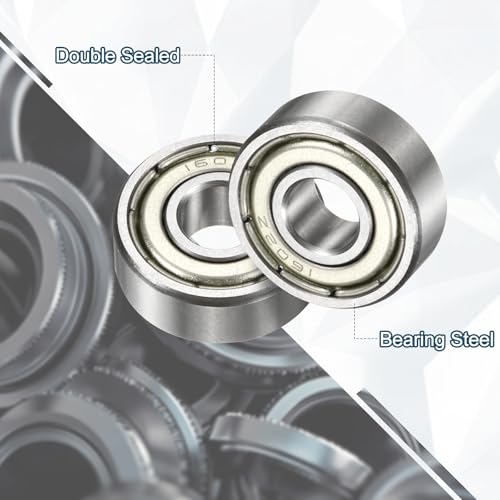 uxcell 3 Pcs 1602ZZ Deep Groove Ball Bearing 1/4" x 11/16" x 1/4" Double Metal Sealed, Chrome Steel Bearings - size: 1602ZZ 1/4" x 11/16" x 1/4"