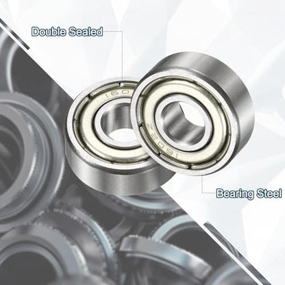 uxcell 3 Pcs 1602ZZ Deep Groove Ball Bearing 1/4" x 11/16" x 1/4" Double Metal Sealed, Chrome Steel Bearings - size: 1602ZZ 1/4" x 11/16" x 1/4"
