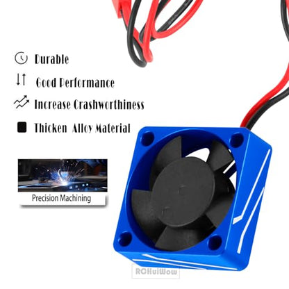 Metal RC 30 * 30MM 28000 RPM Motor Cooling Fan Brushless Motor Heat Sink 4.8-8.4V Upgrades Part for 540 550 F540 3650 3660 Motor for 1/8 1/10 RC Car,Navy Blue