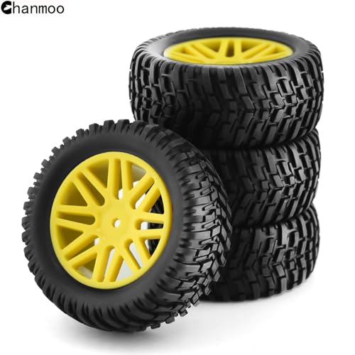 1/10 RC Off Road Tires And Wheels 12mm Hex Rubber Short Course Truck Tyres With Foam Insert For 1:10 Scale Buggy Car ARRMA Traxxas Wltoys 144001 Losi HSP 94107 94170 94155 94177 4PCS (Black) - color: Black