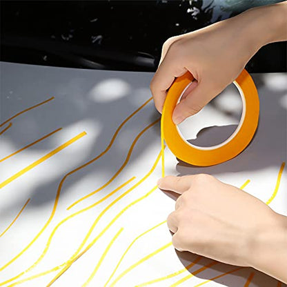 Epakh 4 Pack Masking Tape Pinstripe 1/16 1/8 1/4 1/2 Inch,Yellow,52 Yd | For Automotive Painting Models Crafts, Precise Pinstriping Lines, Multi-surface DIY Labeling, Flexible Backing, Clean Peel - color: Yellow, size: 52 yd
