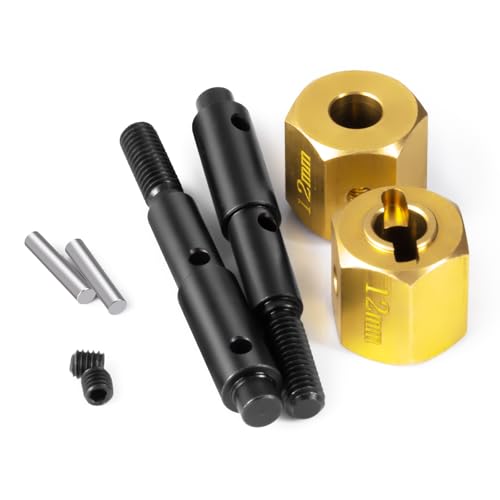 RC Brass Wheels Hex Hub 12mm Extension Hex Drive Adapter with Steel Stub Axle Counterweight Compatible with 1/10 Redcat Ascent Fusion Ascent RC Car Upgrade Parts (Thickness: 12mm) - color: Thickness: 12mm